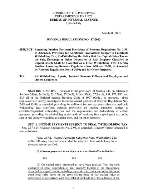 2003 Revenue Regulations .